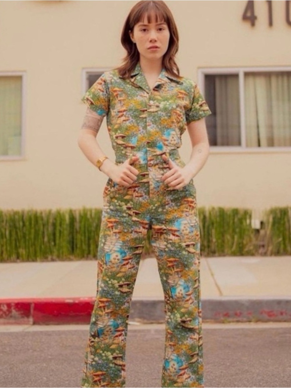 Big Bud Press Short Sleeve Jumpsuit | Fungi Fantasy Mushroom
